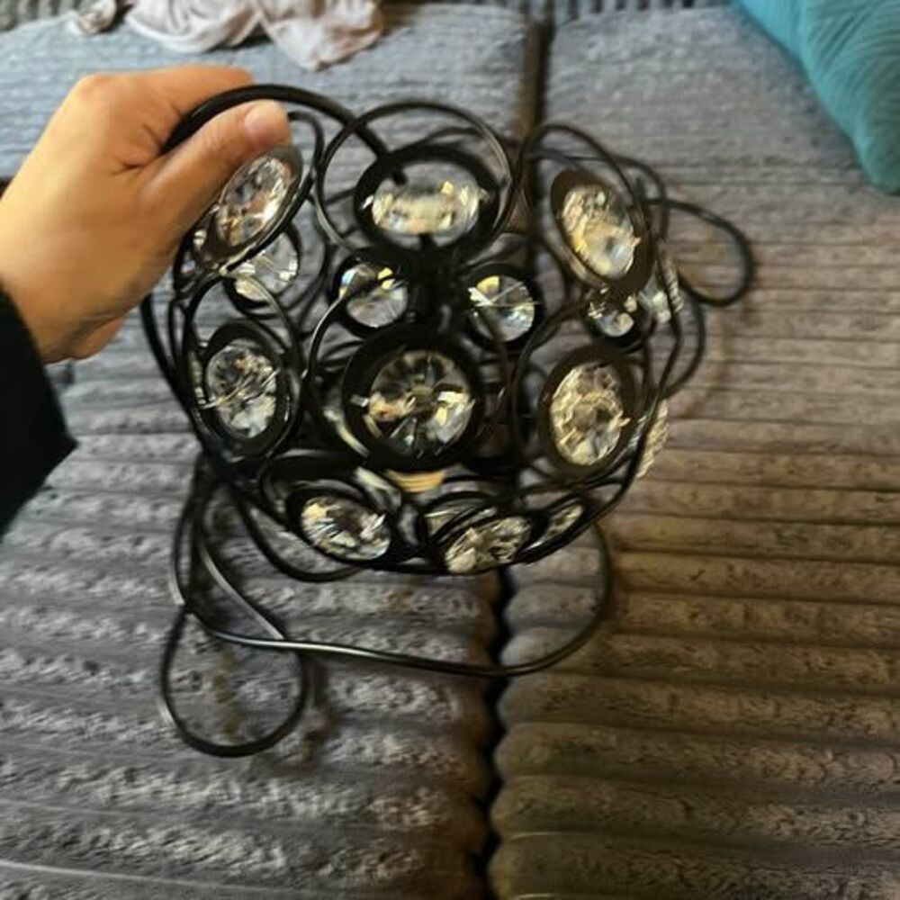 Black Metal and Crystal Pendant Light